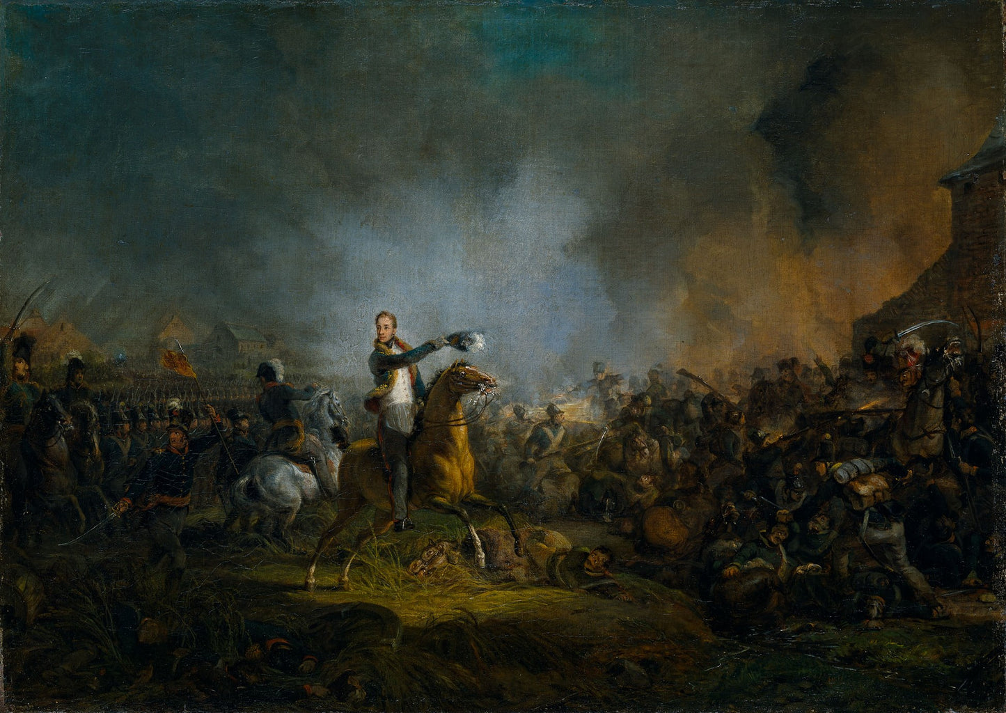 The Prince of Orange at Battle, 16 june 1815, vintage artwork by Jan Willem Pieneman, 12x8" (A4) Poster