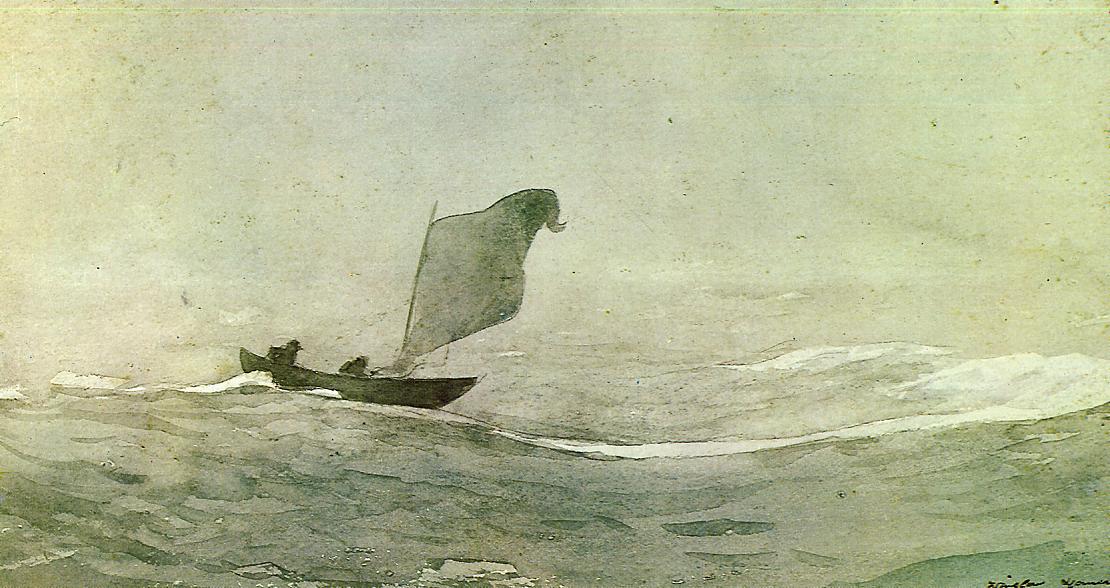 Blown Away, vintage artwork by Winslow Homer, 12x8" (A4) Poster