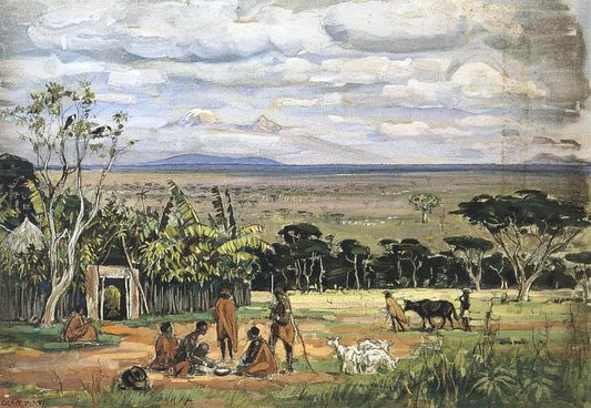 iginal settlement before Kilimanjaro by Ernst Heinrich Platz,A3(16x12")Poster