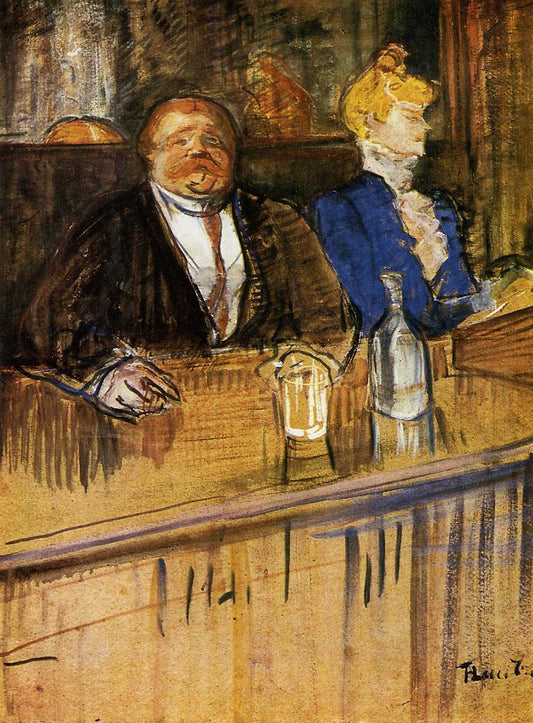 At the Cafe: The Customer and the Anemic Cashier, vintage artwork by Henri de Toulouse-Lautrec, 12x8" (A4) Poster