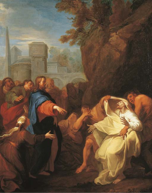 The Resurrection of Lazarus, vintage artwork by Louis de Boullogne the Younger, 12x8" (A4) Poster