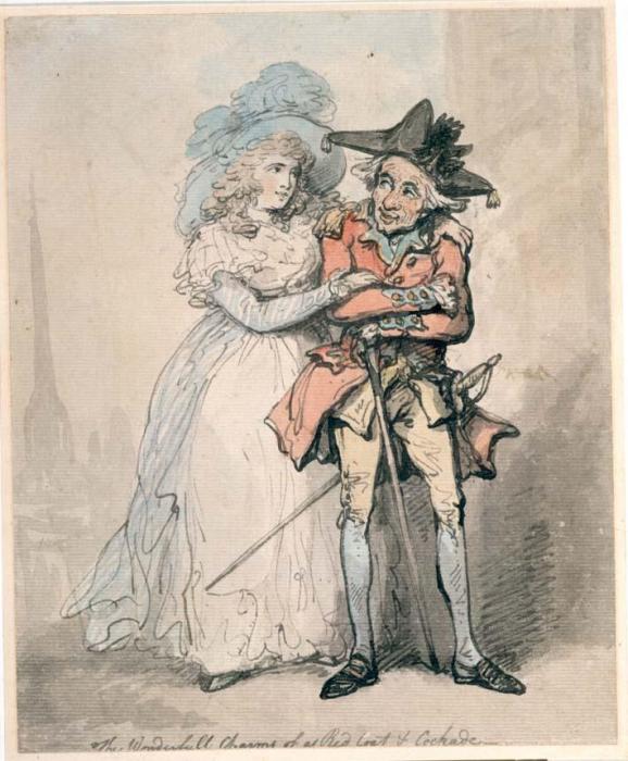 The Wonderful Charms of a Red Coat and Cockade, vintage artwork by Thomas Rowlandson, 12x8" (A4) Poster