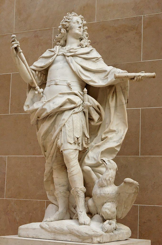 Louis XV (1710-74) as Jupiter, vintage artwork by Nicolas Coustou, 12x8" (A4) Poster