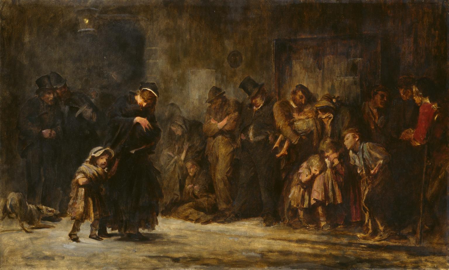 Applicants for Admission to a Casaul Ward, vintage artwork by Sir Luke Fildes, 12x8" (A4) Poster