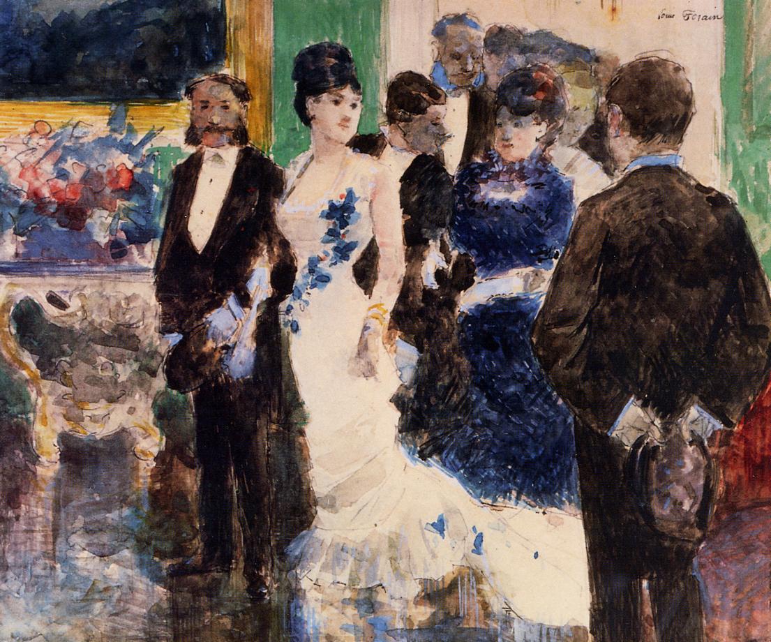 Parisian Soiree, vintage artwork by Jean-Louis Forain, 12x8" (A4) Poster