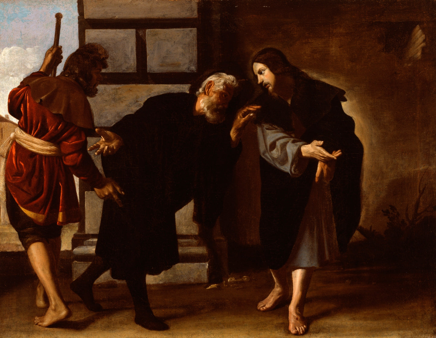 Christ and Two Followers on the Road to Emmaus, vintage artwork by Alonso Cano, 12x8" (A4) Poster