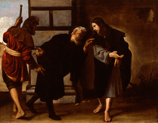 Christ and Two Followers on the Road to Emmaus, vintage artwork by Alonso Cano, 12x8" (A4) Poster