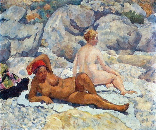 Gurzuf. Women's beach, vintage artwork by Ilya Mashkov, 12x8" (A4) Poster