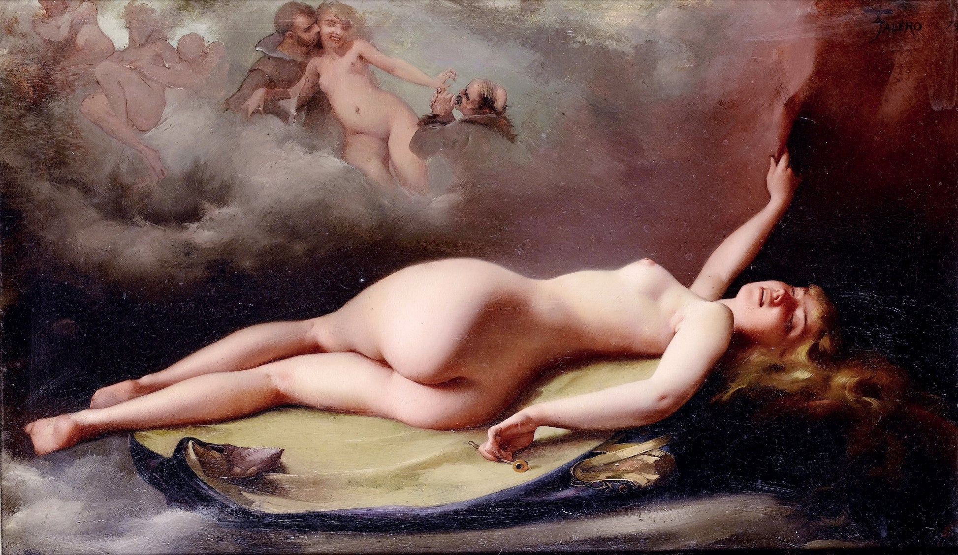 Reclining nude by Luis Ricardo Falero,A3(16x12")Poster