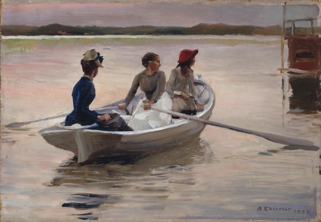 Girls in a Rowing Boat by Albert Edelfelt,A3(16x12")Poster