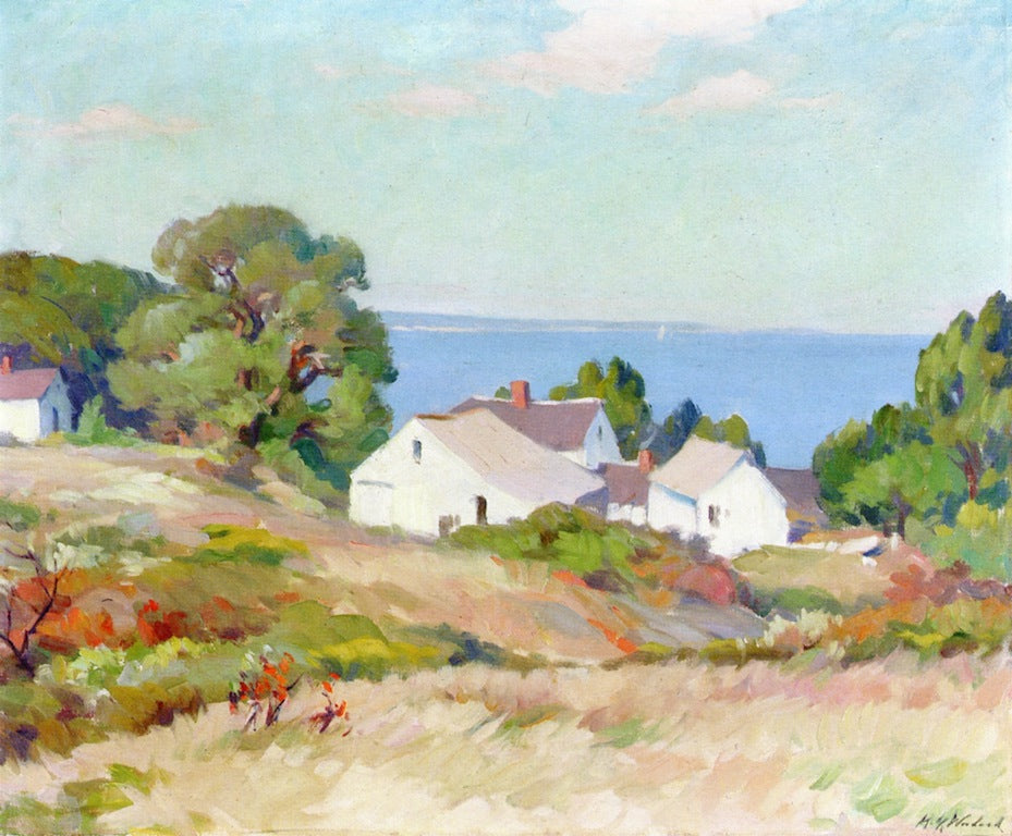 Houses along the Coast, vintage artwork by Mabel May Woodward, 12x8" (A4) Poster