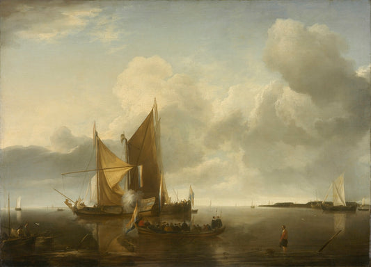 Ships in a Calm, vintage artwork by Jan van de Cappelle, 12x8" (A4) Poster