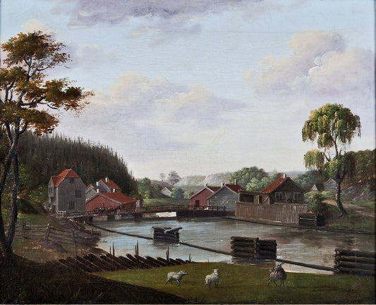 Upper dam in Tistedalen, vintage artwork by Ferdinand Gjøs, A3 (16x12") Poster Print