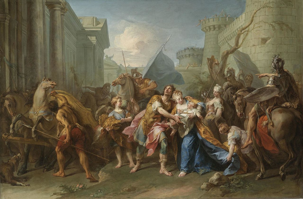 The Farewell of Andromache and Hector, vintage artwork by Jean Restout, 12x8" (A4) Poster