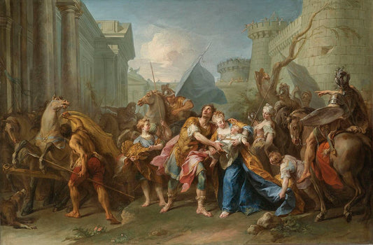 The Farewell of Andromache and Hector, vintage artwork by Jean Restout, 12x8" (A4) Poster