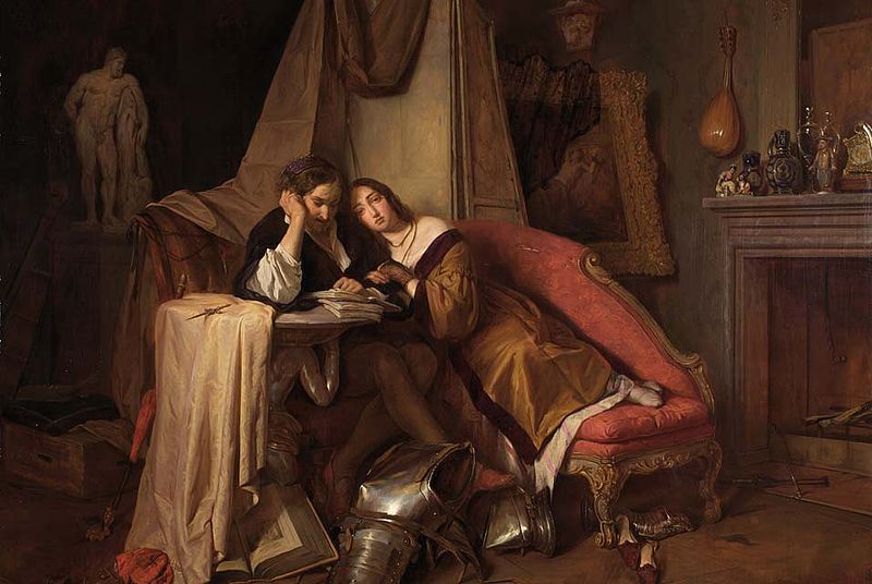 The Novel Reading, vintage artwork by Josef Franz Danhauser, A3 (16x12") Poster Print