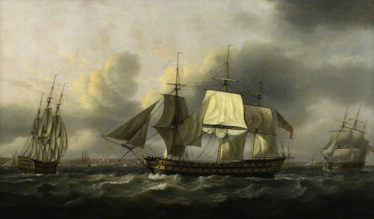 The Earl of Abergavenny East Indiaman, off Southsea, vintage artwork by Thomas Luny, 12x8" (A4) Poster