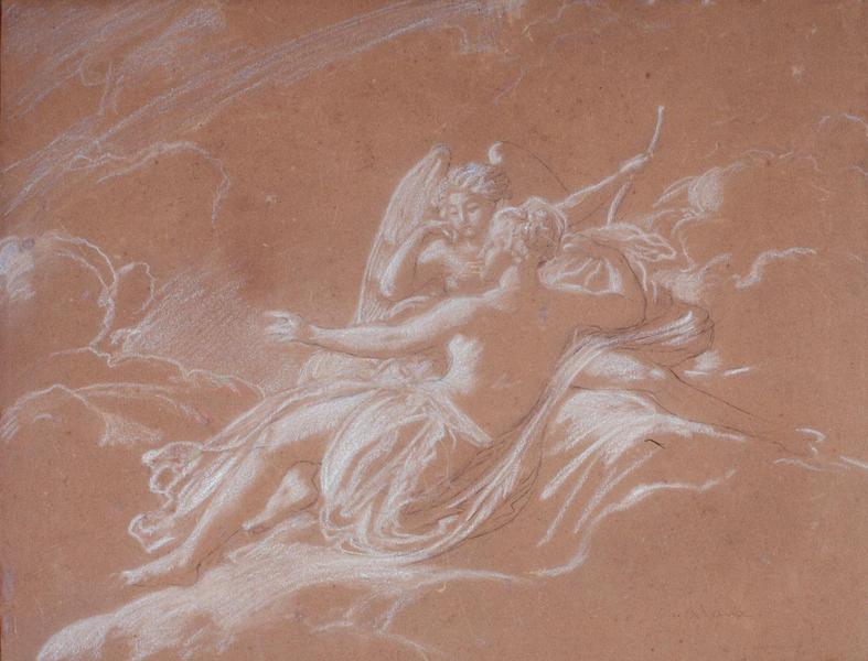 Diane et l'Amour, vintage artwork by Jean Alaux, 12x8" (A4) Poster