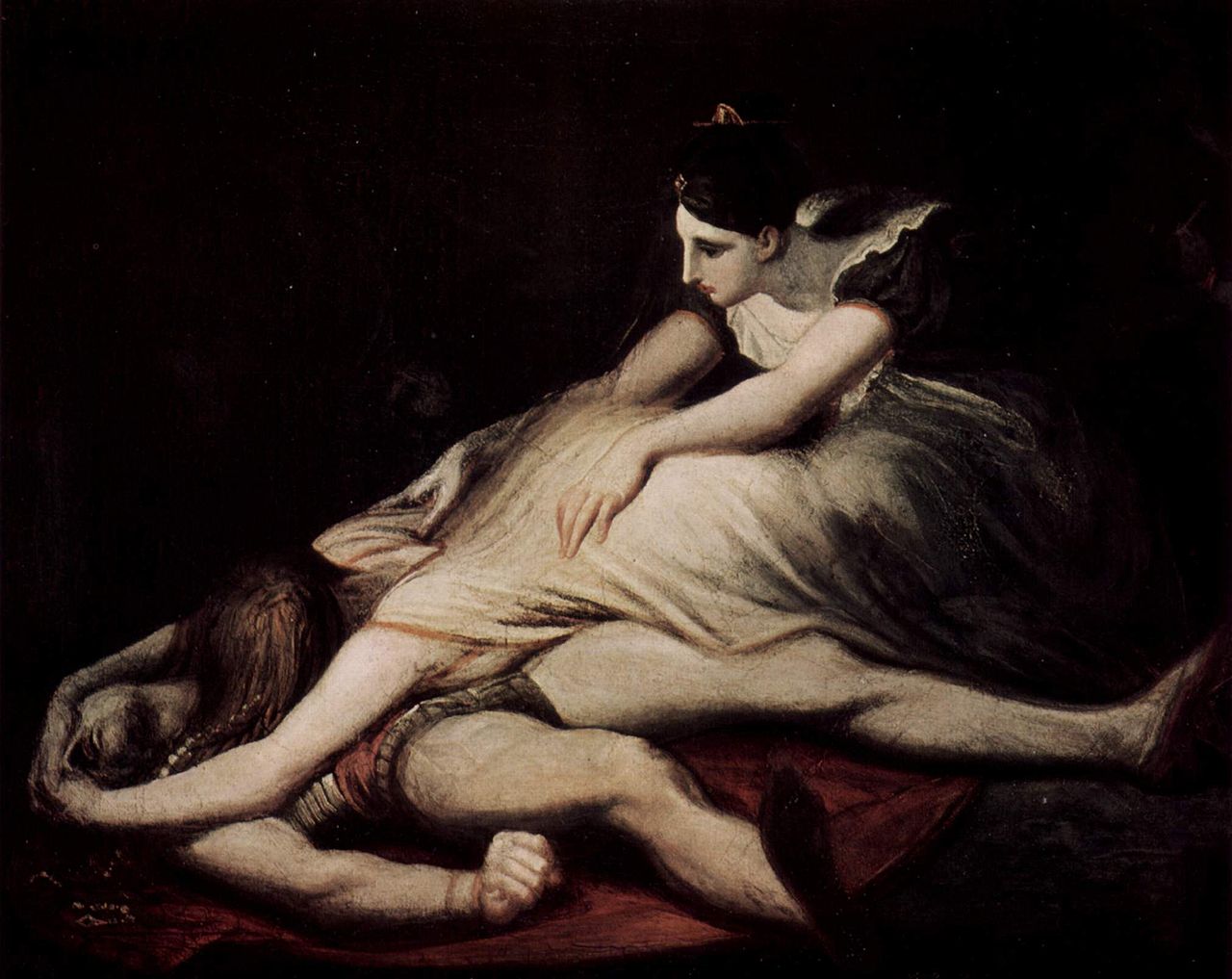 Kriemhild throws herself on the dead Siegfried, vintage artwork by Johann Heinrich Füseli, 12x8" (A4) Poster