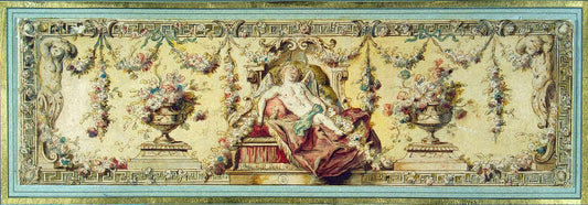 Design of Upholstery for a Couch - Cupid Sleeping, vintage artwork by Charles-Antoine Coypel IV, 12x8" (A4) Poster