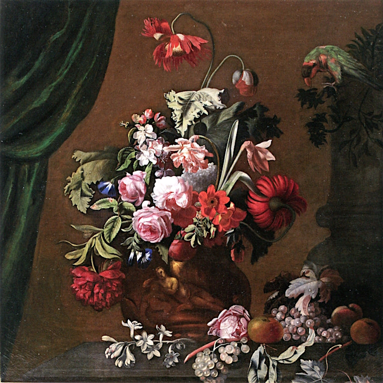Roses, Poppies and Carnations in a Terracotta Vase...., vintage artwork by Simon Pietersz. Verelst, 12x8" (A4) Poster