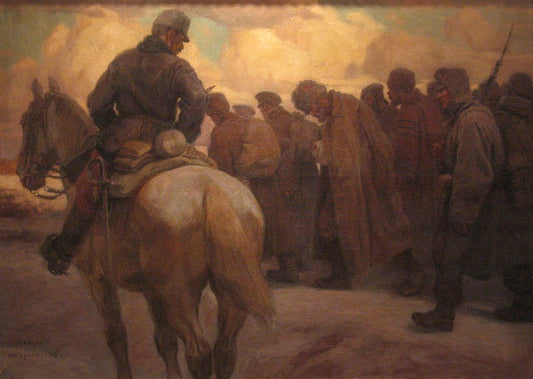 Russian War Prisoners, vintage artwork by Rudolf Alfred Höger, 12x8" (A4) Poster
