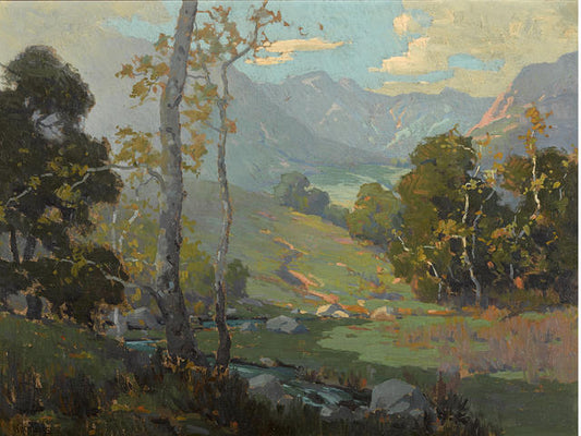 Summer Splendor Along a Stream, vintage artwork by Elmer Wachtel, 12x8" (A4) Poster