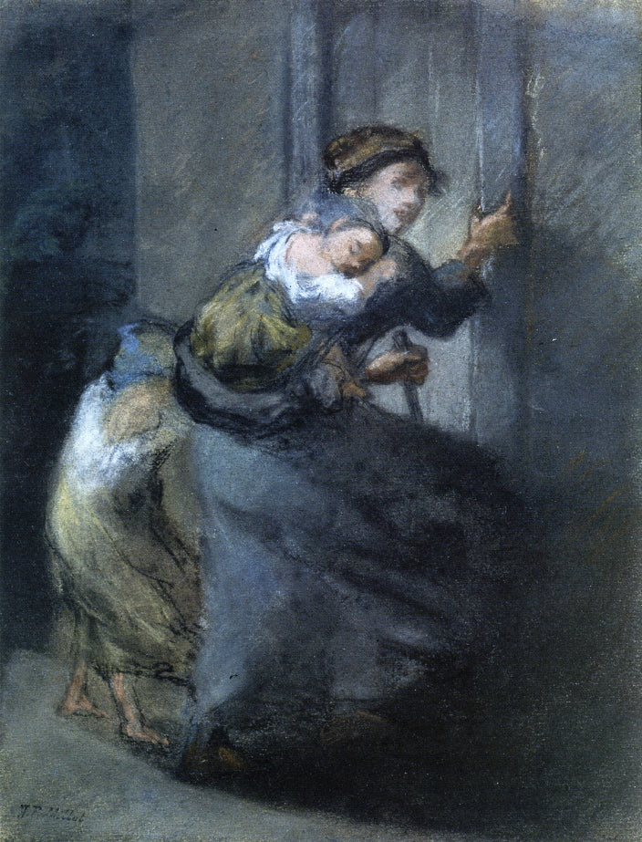 Mother and Two Infants, vintage artwork by Jean-François Millet, A3 (16x12") Poster Print