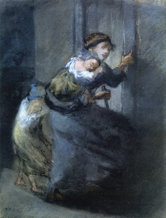 Mother and Two Infants, vintage artwork by Jean-François Millet, A3 (16x12") Poster Print