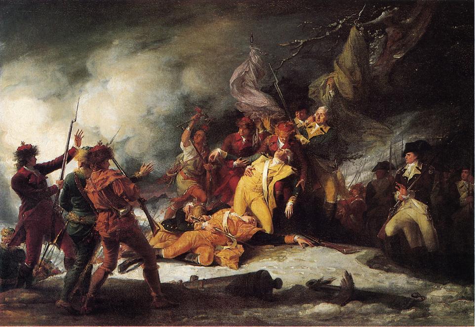 The Death of General Montgomery in the Attack on Quebec, December 31, 1775, vintage artwork by John Trumbull, 12x8" (A4) Poster