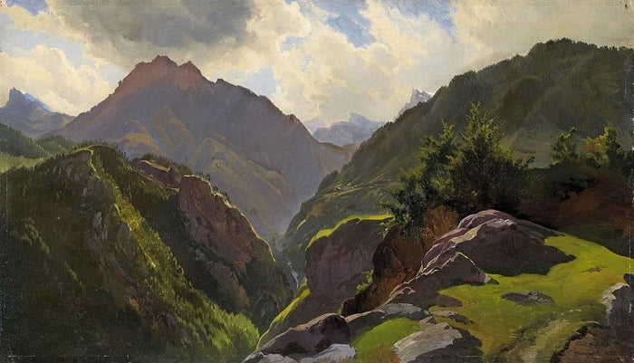 The Mountains of Valle di Cadore, vintage artwork by Carl Maria Nicolaus Hummel, A3 (16x12