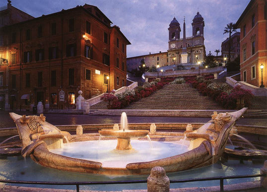 Fontana della Barcaccia, vintage artwork by Gian Lorenzo Bernini, 12x8" (A4) Poster