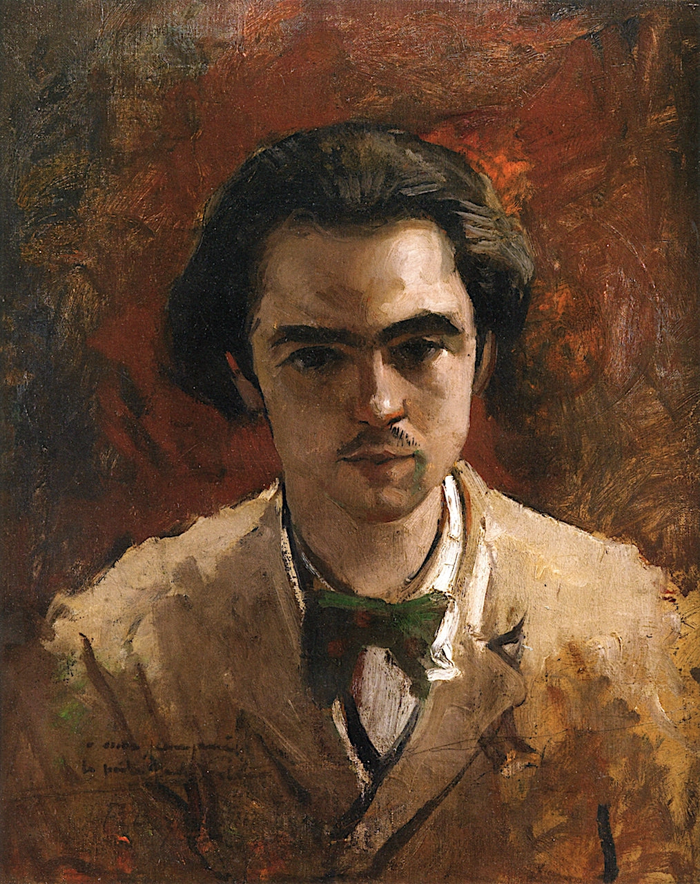 Portrait of Paul Verlaine at the Age of Twenty Three Years, vintage artwork by Jean Frederic Bazille, 12x8" (A4) Poster