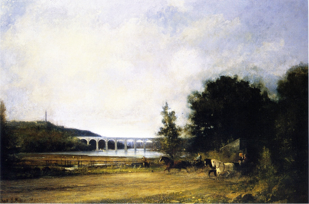 Highbridge from Harlem Line in 1873, vintage artwork by Charles Henry Miller, 12x8" (A4) Poster