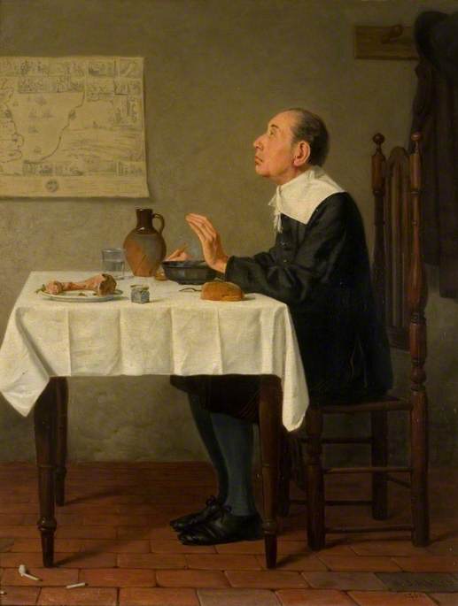 Thanks for Small Mercies, vintage artwork by Henry Stacy Marks, 12x8" (A4) Poster