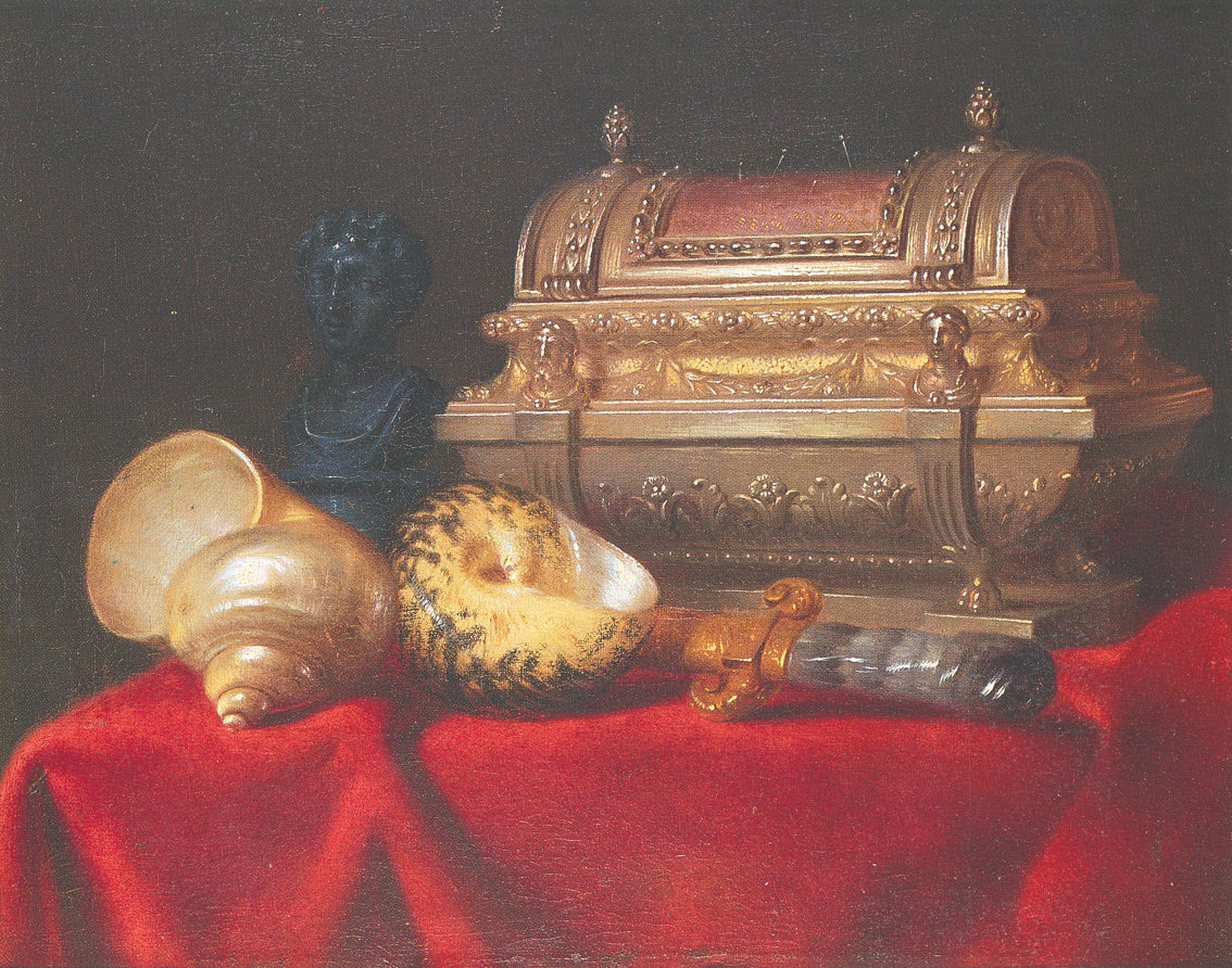 Still Life with Casket and Shells, vintage artwork by Meiffren Conte, 12x8" (A4) Poster