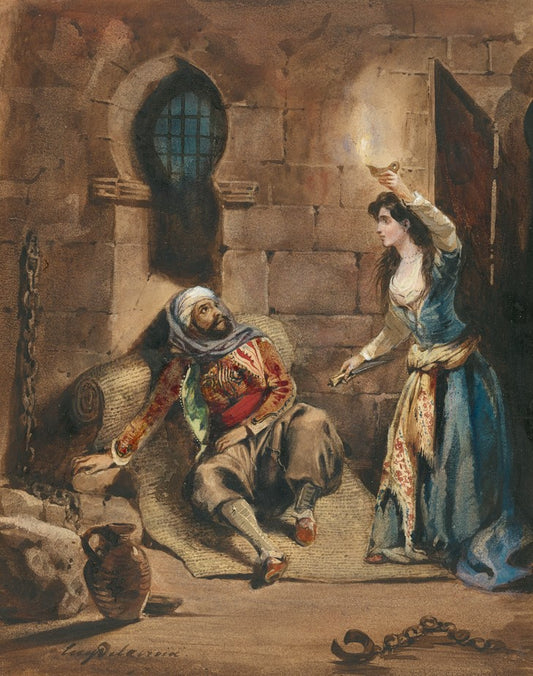 Episode from "The Corsair" by  Lord by ron, vintage artwork by Eugène Delacroix, A3 (16x12") Poster Print