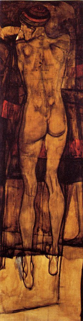 Female Nude - Back View by Egon Schiele,16x12(A3) Poster