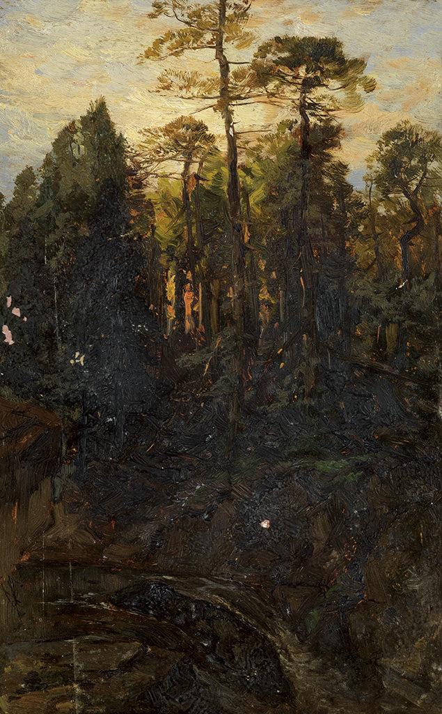 Mountainous Landscape with a Sunset, vintage artwork by James David Smillie, 12x8" (A4) Poster