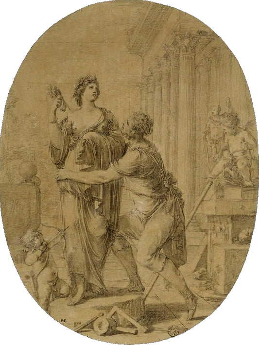 Pygmalion et Galatea, vintage artwork by Laurent de La Hyre, 12x8" (A4) Poster