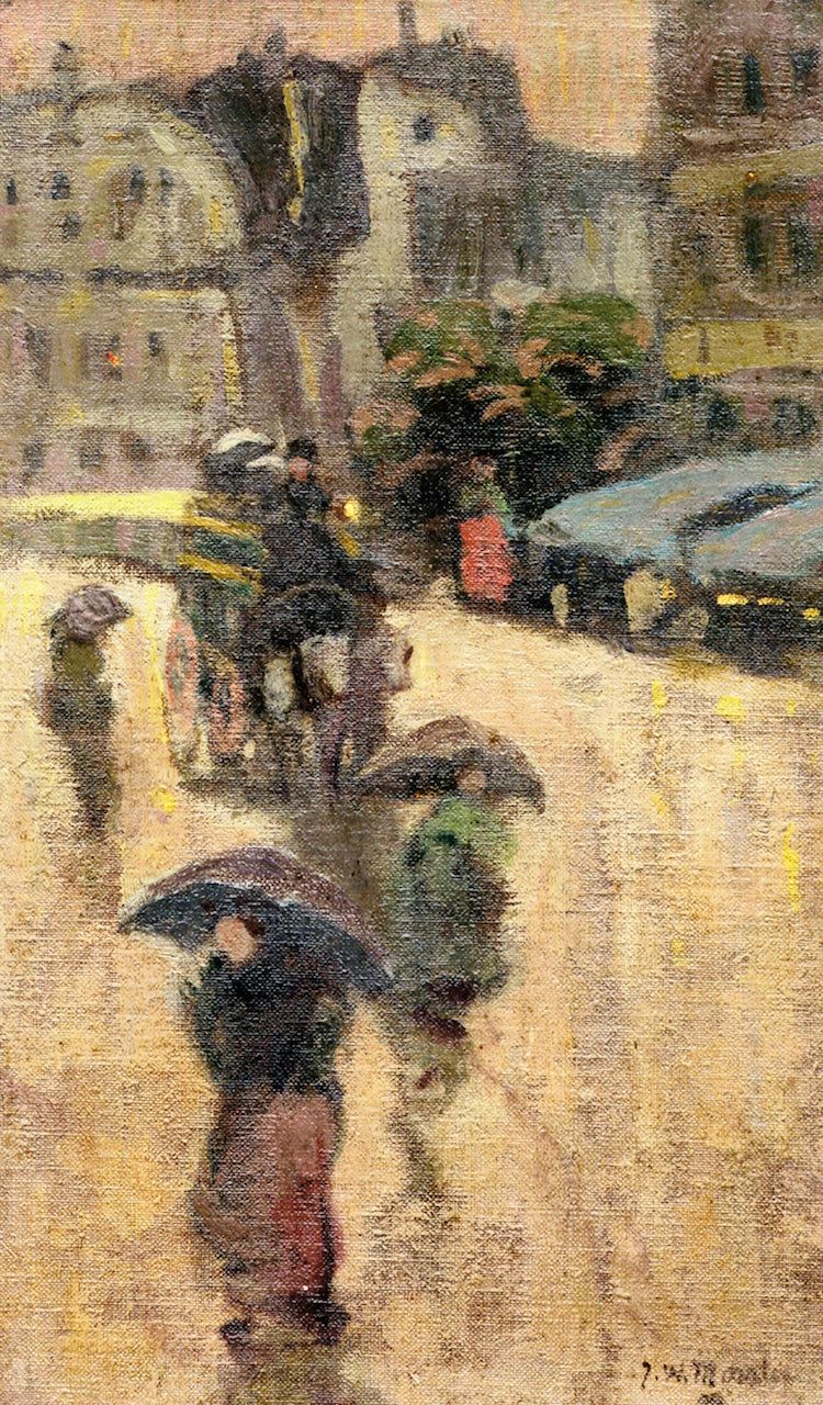 Rainy Evening in Paris, vintage artwork by James Wilson Morrice, 12x8" (A4) Poster