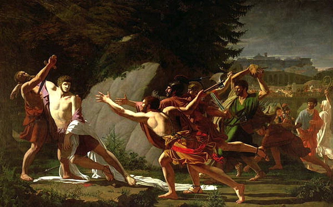 The Death of Caius Gracchus, vintage artwork by François Topino-Lebrun, 12x8" (A4) Poster