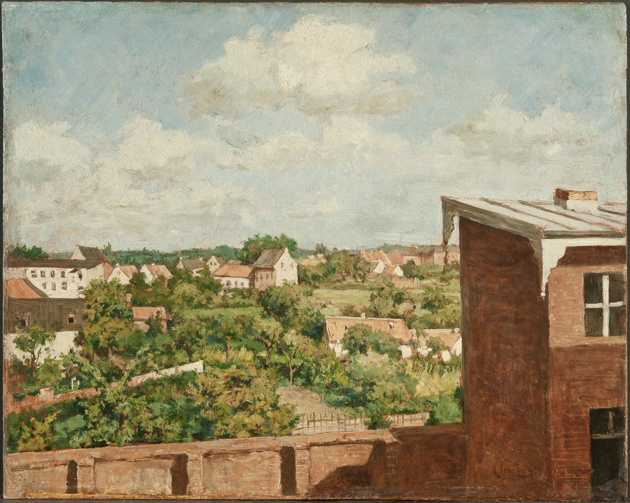 View from Düsseldorf, vintage artwork by August Jernberg, 12x8" (A4) Poster