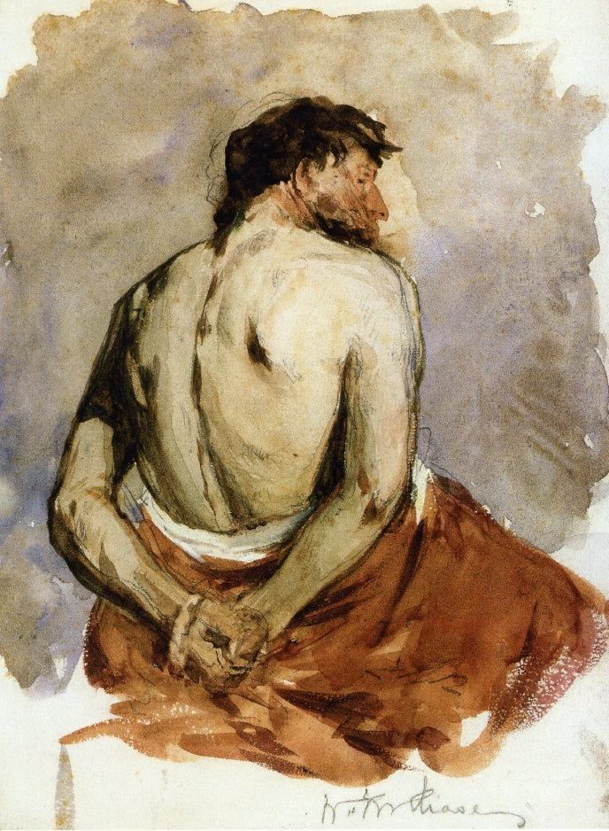 Back of a Male Figure, vintage artwork by William Merritt Chase, 12x8" (A4) Poster