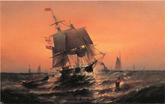 Sunrise, from Shore to Ship, vintage artwork by Elisha Taylor Baker, 12x8" (A4) Poster