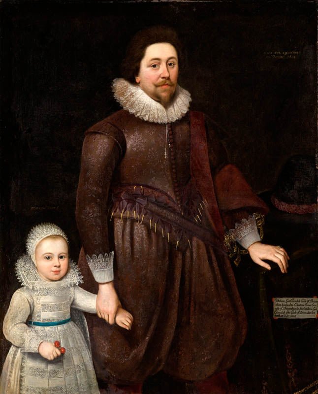William, Lord Cavendish, Later Second Earl of Devonshire (1591–1628), and His Son, vintage artwork by Paulus van Somer I, 12x8" (A4) Poster