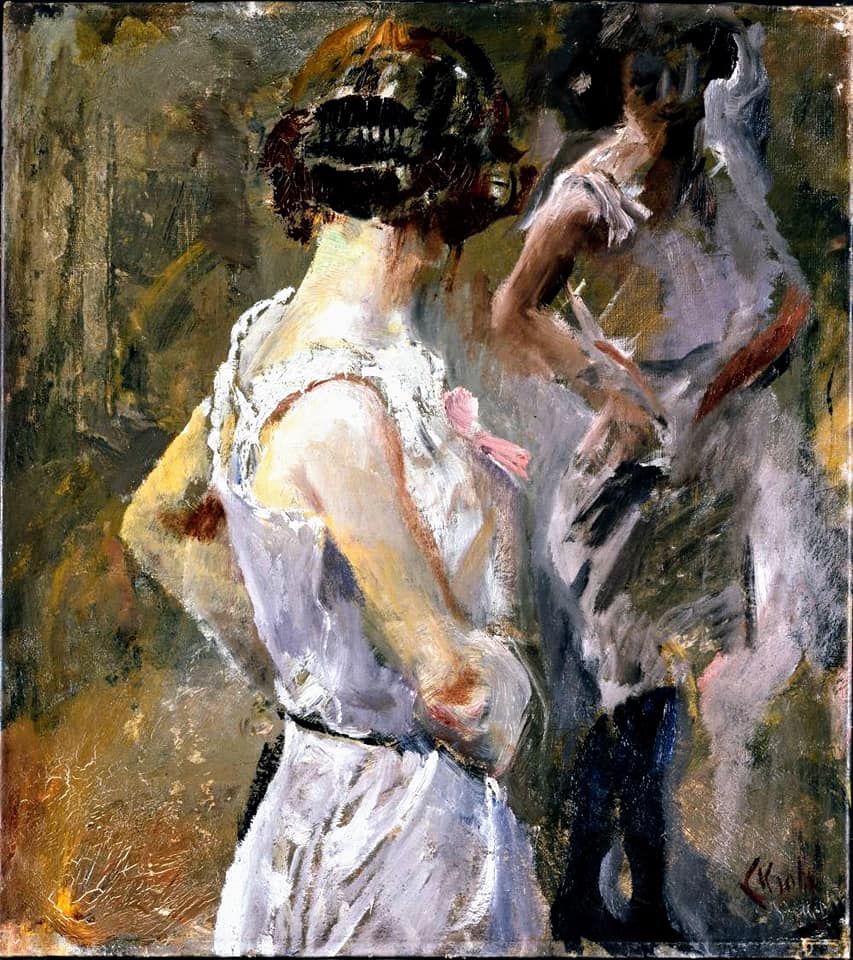 Toilet, vintage artwork by Christian Krohg, 12x8" (A4) Poster