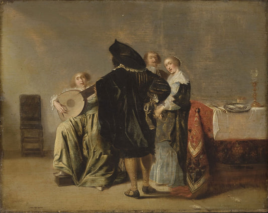 Lute Player, vintage artwork by Pieter Codde, 12x8" (A4) Poster