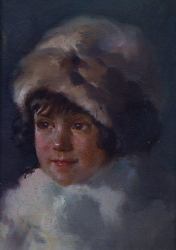Retrato de su Hija, vintage artwork by Julio Vila y Prades, 12x8" (A4) Poster