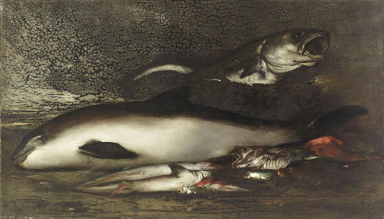 Poissons de mer, vintage artwork by Antoine Vollon, 12x8" (A4) Poster